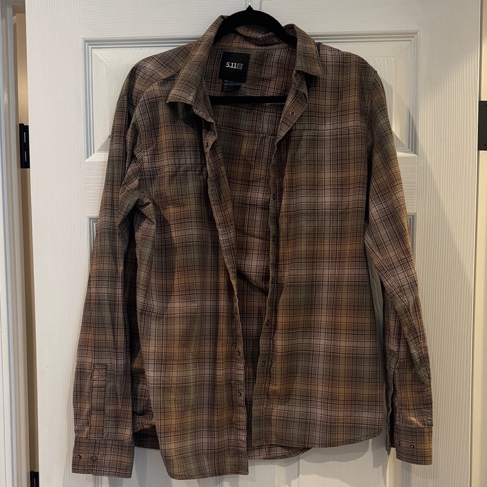 5.11 Tactical Brown and Tan Plaid Shirt